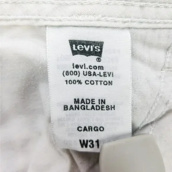 Levi’s Plaid Cargo Shorts Men’s 31x11” Relaxed Fit Cream Utility Skater Summer - Picture 7 of 12